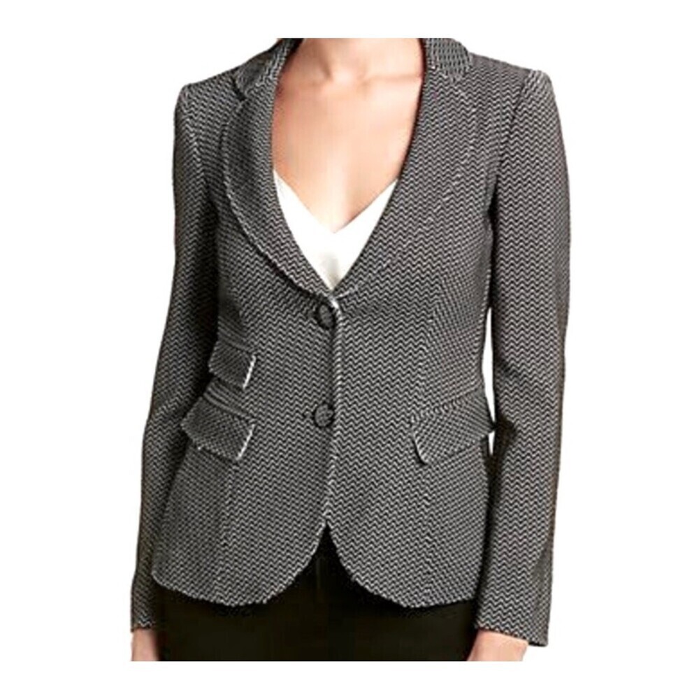 Giorgio Armani Collezioni Chevron Jacquard Blazer Black SZ 6 jacket